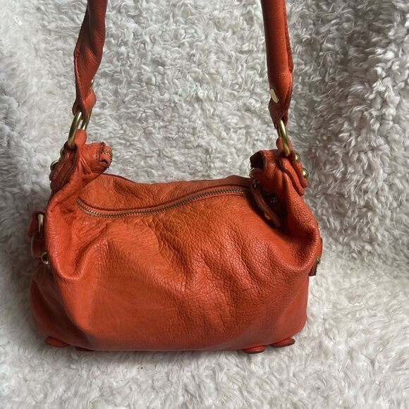 Vintage Fully Leather Orange Linea Pelle Collection shoulder bag brass hardwares - Picture 10 of 16